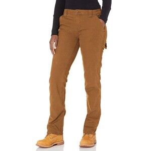 Dickies Women's Stretch Duck Double Front Carpenter Pant Size 8R Rinsed Brown